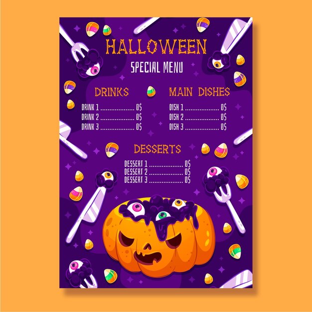 Concetto di menu di halloween