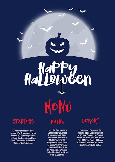 Free vector halloween menu design