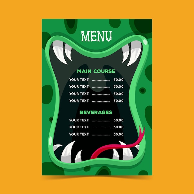 Disegno del modello di menu di halloween