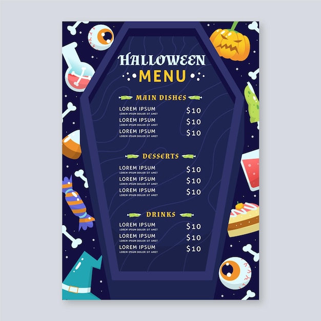 Disegno del modello di menu di halloween