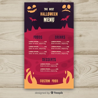 Halloween menu template in flat design
