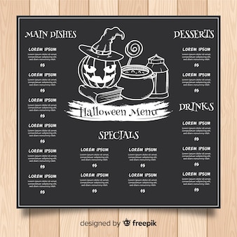 Halloween menu template in hand drawn style