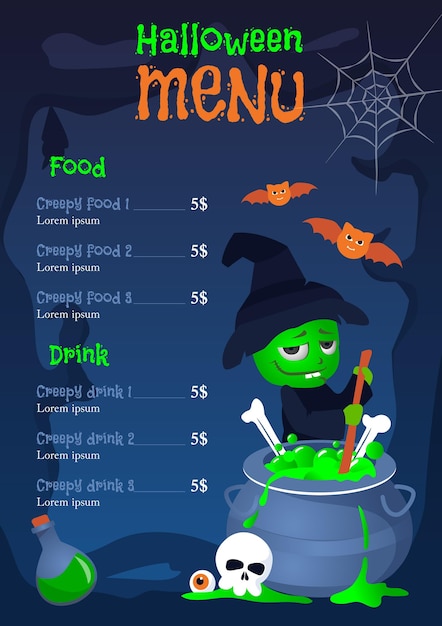 Halloween menu template style