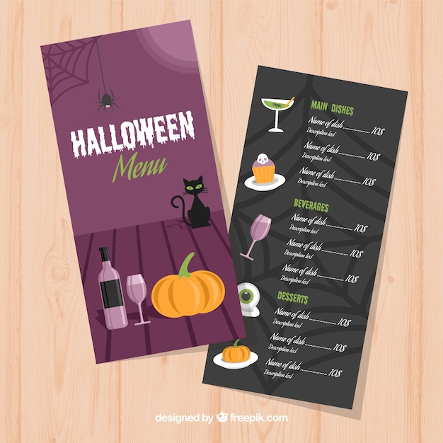 Vettore gratuito menu di halloween