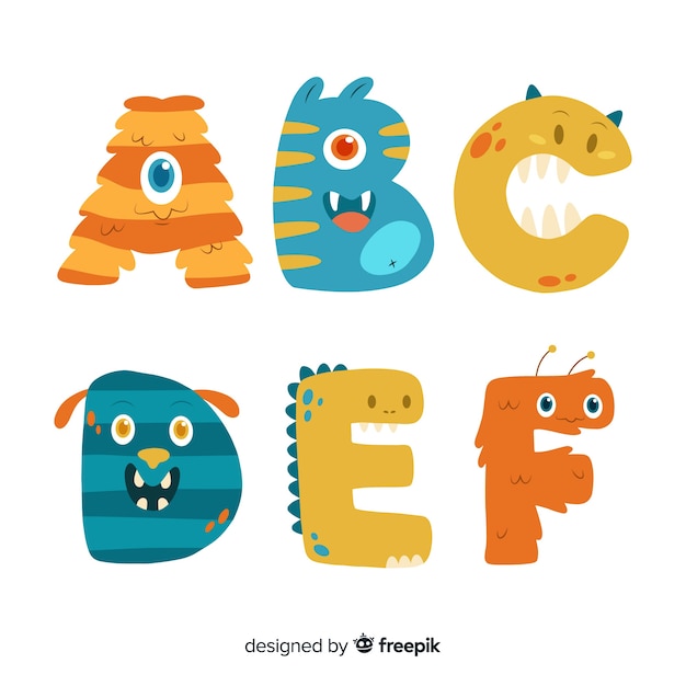 Free vector halloween monster alphabet concept