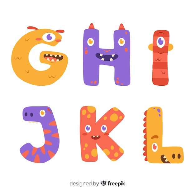 Halloween monster alphabet concept