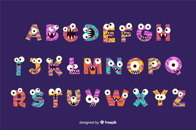 Halloween monster alphabet concept