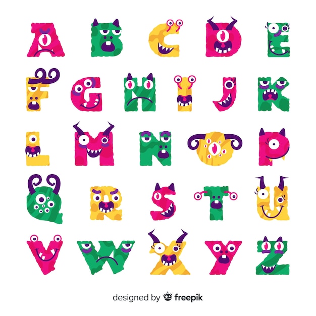 Free vector halloween monster alphabet