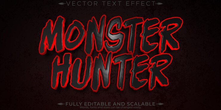 무료 Vector 할로윈 몬스터 텍스트 효과 편집 가능한 공포 및 무서운 텍스트 스타일