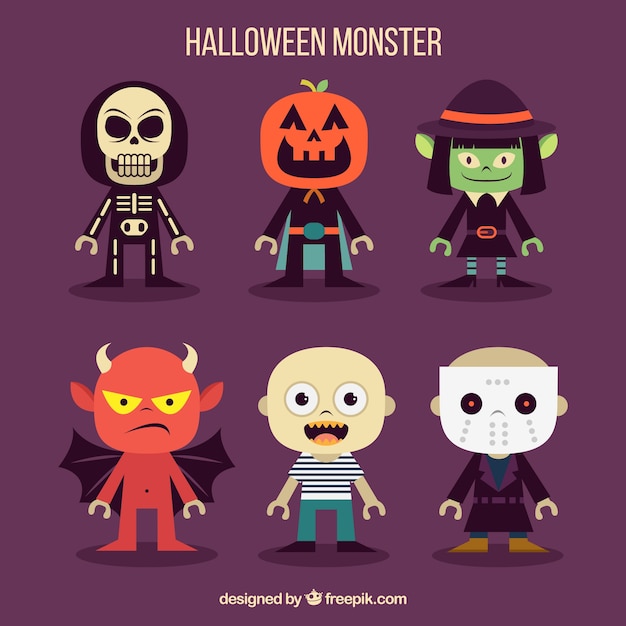 Free vector halloween monsters collection