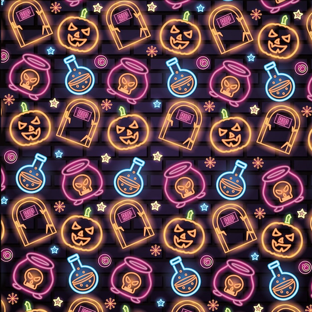 Halloween neon signs pattern