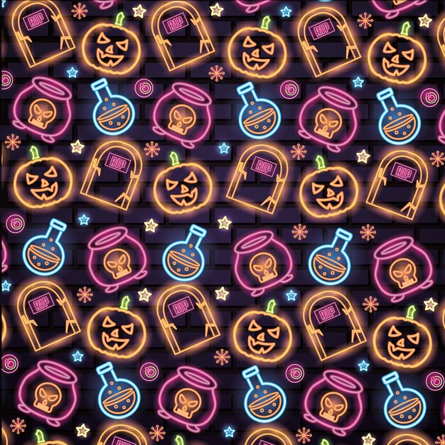 Halloween neon signs pattern