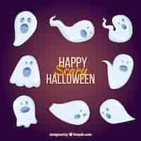 Free vector halloween nice ghosts set