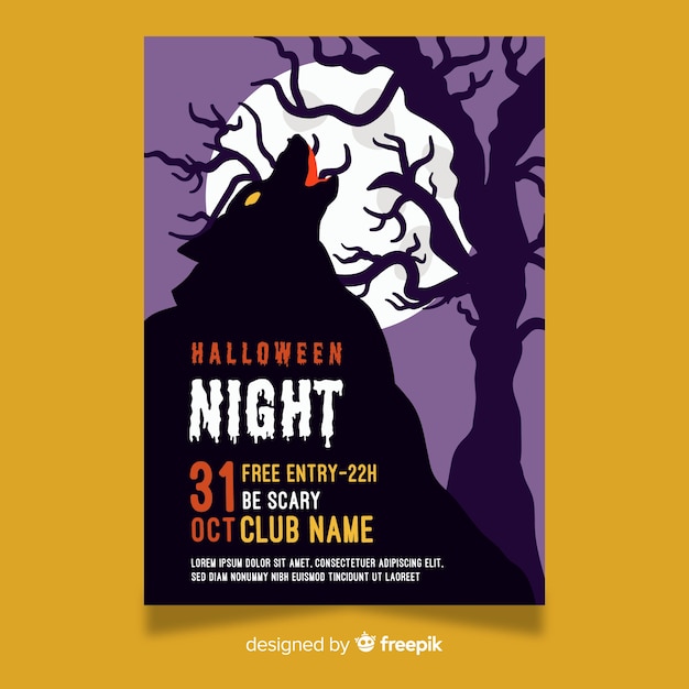 Halloween night party flyer template