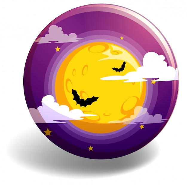 Notte di halloween sul distintivo rotondo