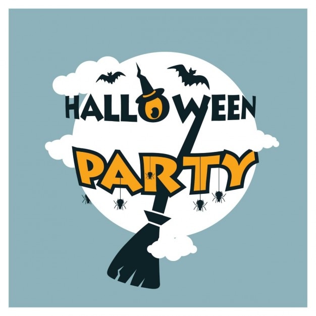 Halloween party background with a broom