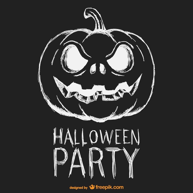 Бесплатное векторное изображение halloween party черно-белый плакат