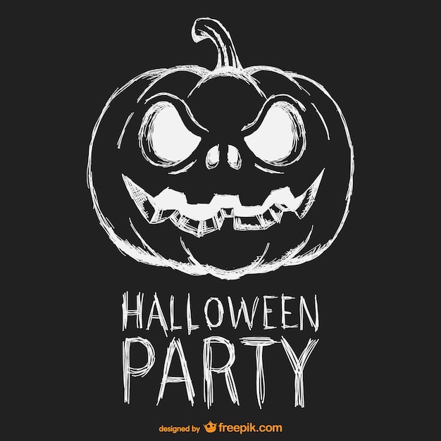 Free vector halloween party black and white poster