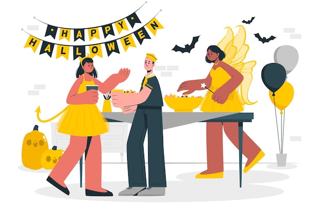 Vettore gratuito illustrazione di concetto di festa di halloween