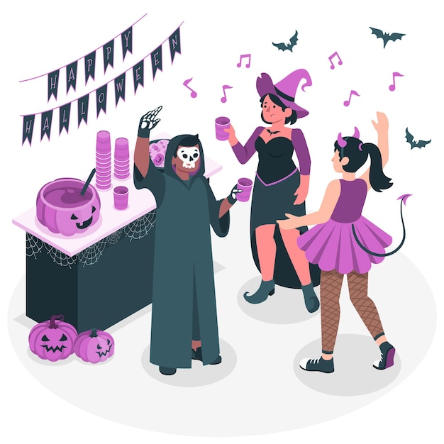 Vettore gratuito illustrazione di concetto di festa di halloween