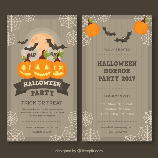 Free vector halloween party flyer with vintage style