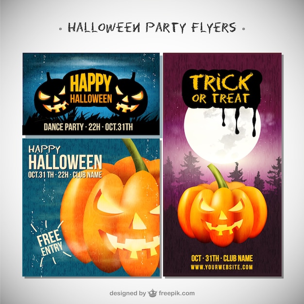 Free vector halloween party flyers pack