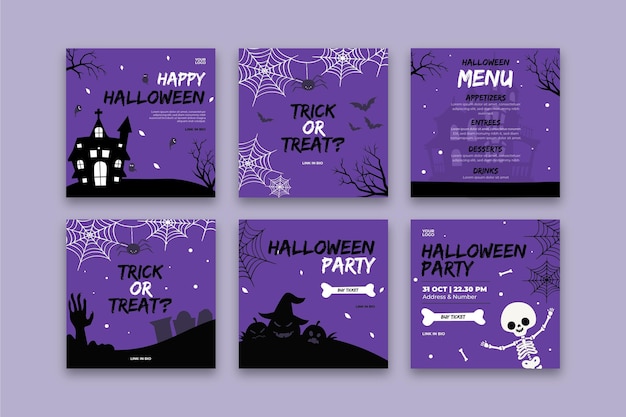 Free vector halloween party instagram post