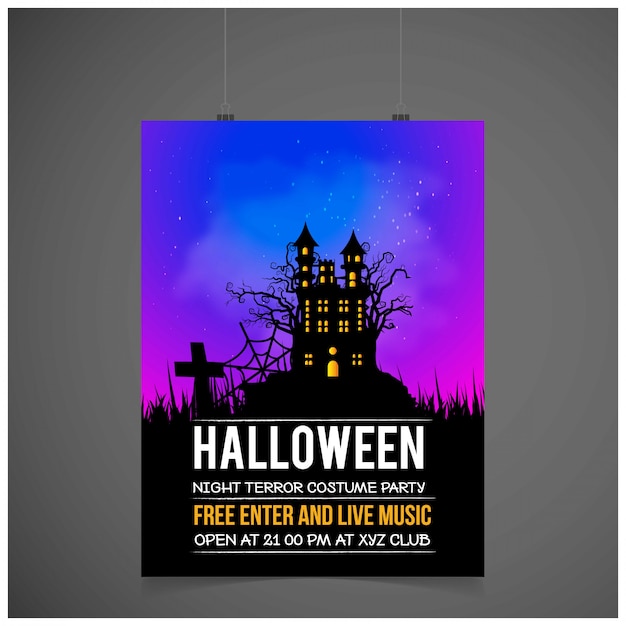 Free vector halloween party invitation card with creative design vector