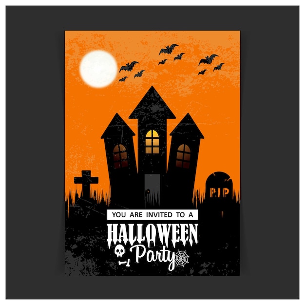 Free vector halloween party invitation design card vector