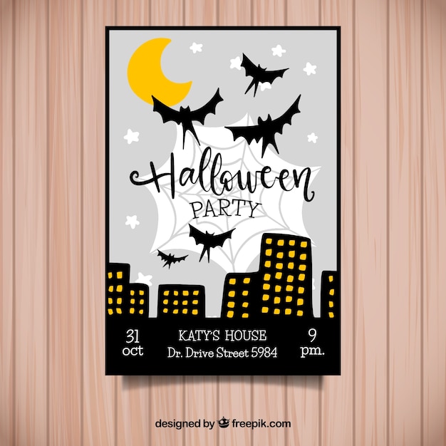 Halloween party in a night city poster