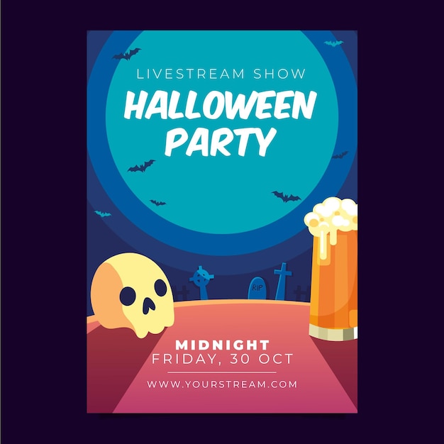 Halloween party poster in flat design