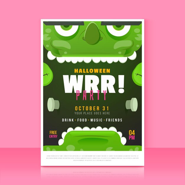 Free vector halloween party poster in flat design