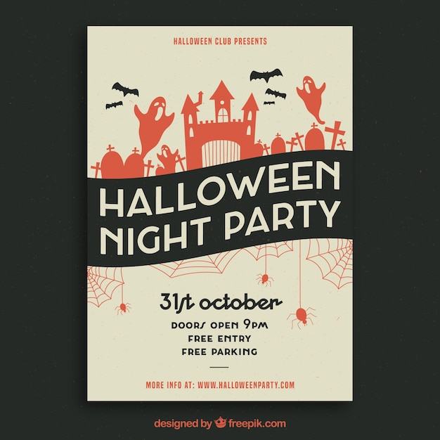 Halloween party poster in retro estulo