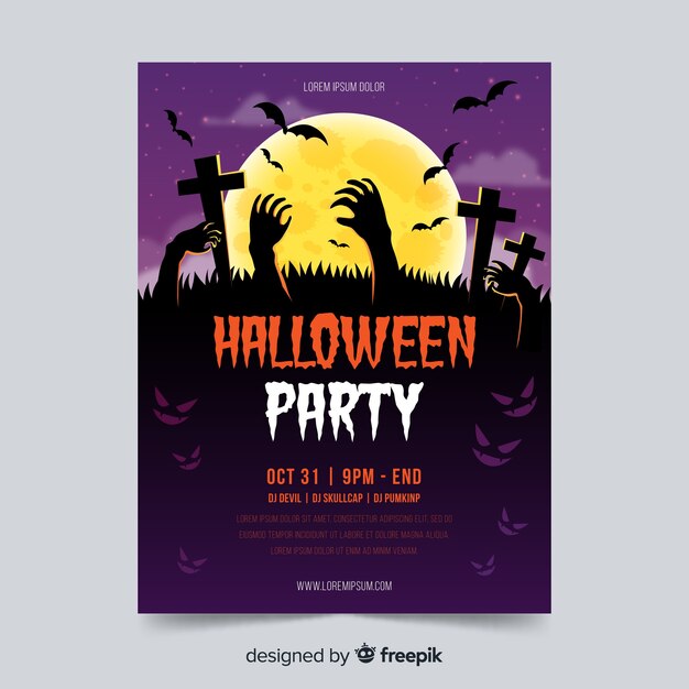 Хэллоуин плакат шаблон с руками зомби