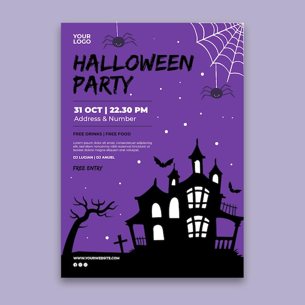 Free vector halloween party poster template