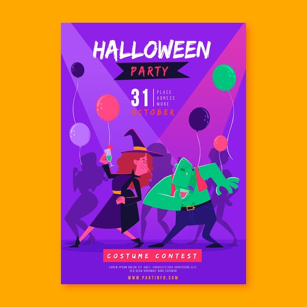 Бесплатное векторное изображение Шаблон плаката вечеринки в честь хэллоуина