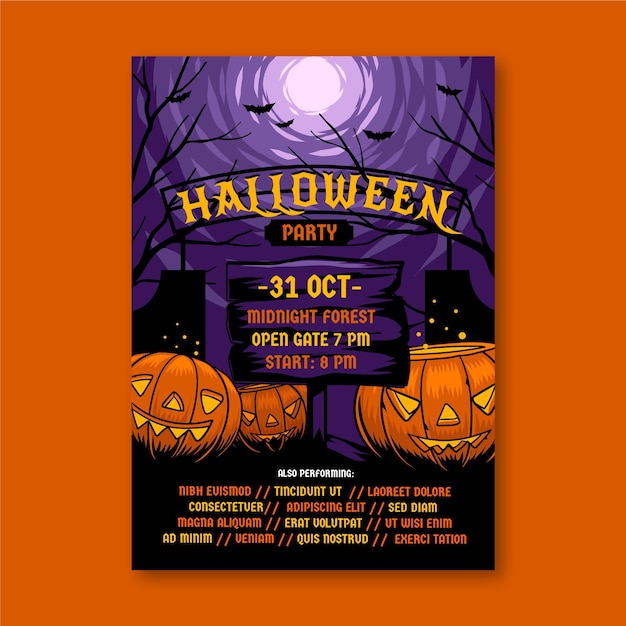 Free vector halloween party poster template