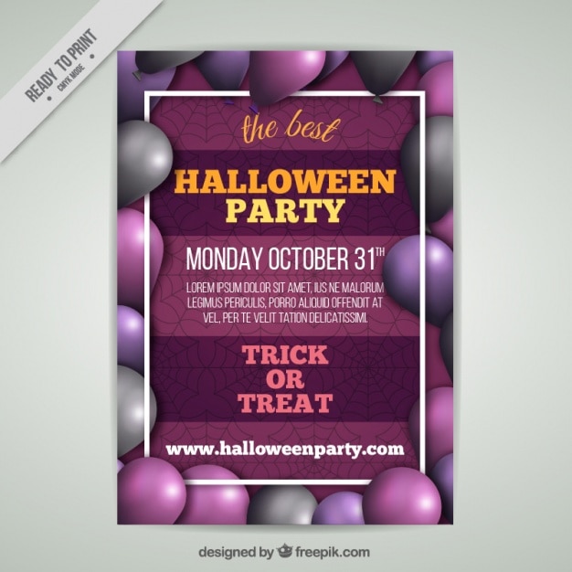 Free vector halloween party poster with balloons