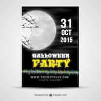 Vettore gratuito halloween parte poster con una grande luna