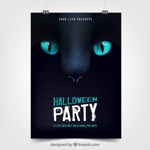 Halloween party poster with black cat