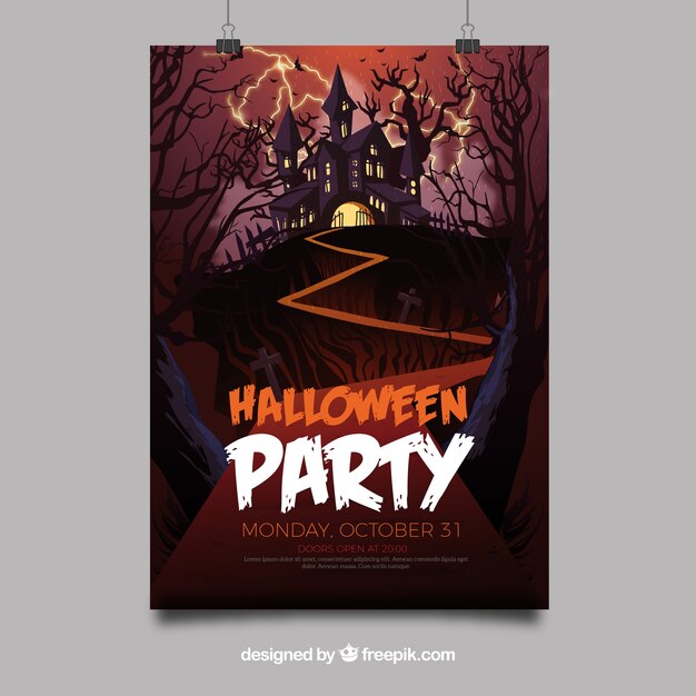 Плакат с Хэллоуином с замком