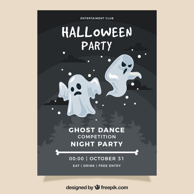 halloween party poster with ghosts