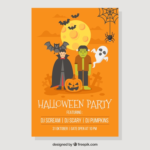 Halloween party poster with mosnters