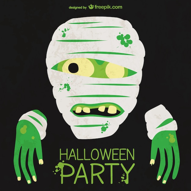 Free vector halloween party poster with mummy