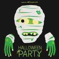 Free vector halloween party poster with mummy