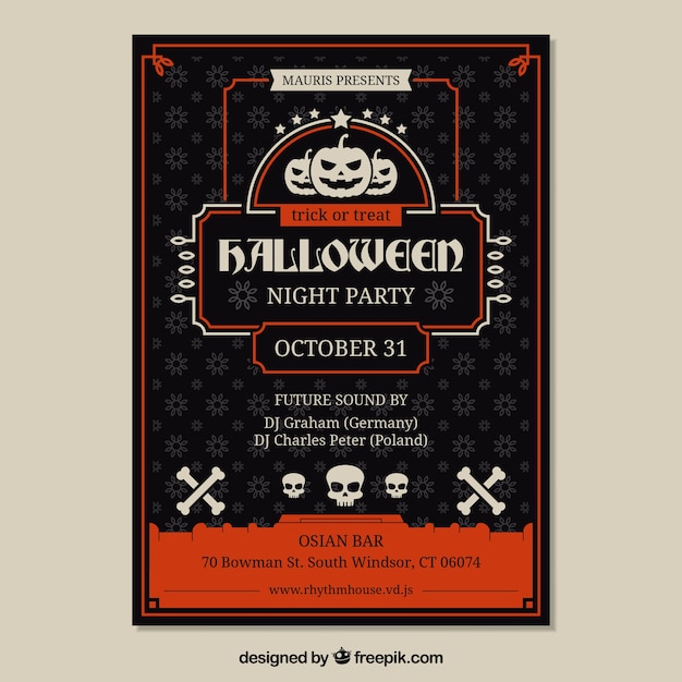 Halloween party poster with vintage style