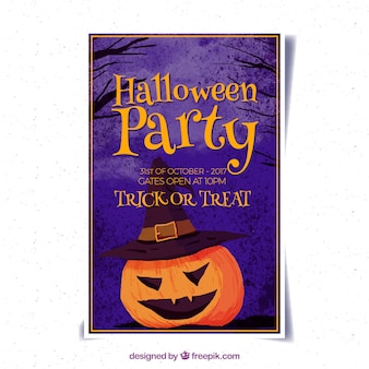 Halloween party poster with watercolor style