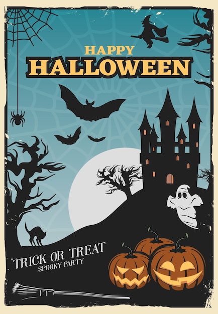 ハロウィーンパーティーポスターテンプレート 無料のベクター