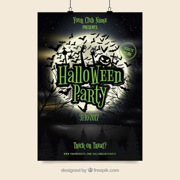 Free vector halloween party poster