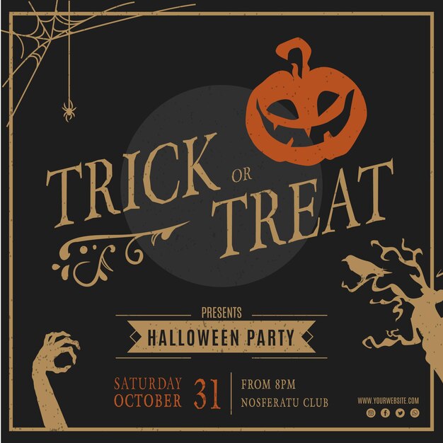 Free Vector Halloween Party Template Squared Flyer